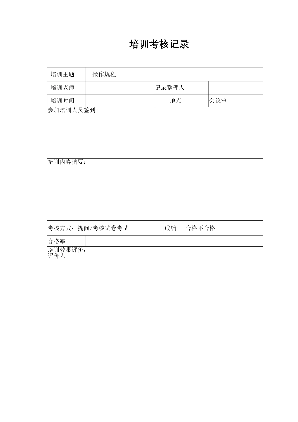 操作规程培训考核记录_第3页