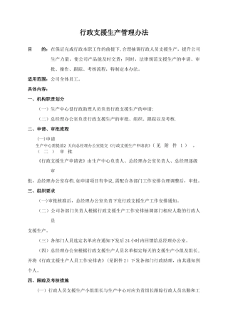 支援生产管理办法