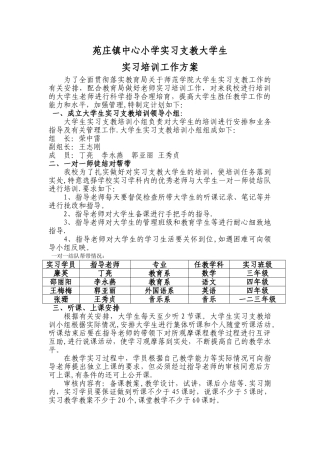 支教大学生实习培训工作方案