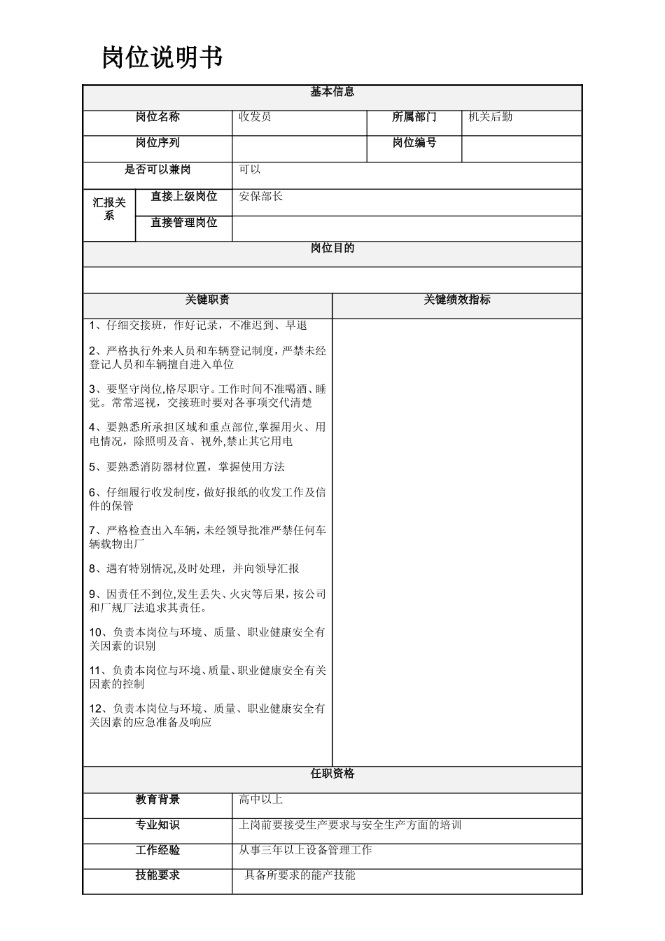 收发员岗位职责_第1页