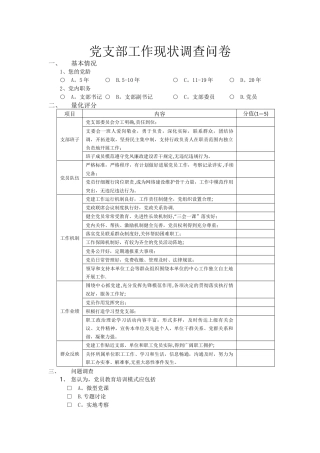支部工作满意度调查表