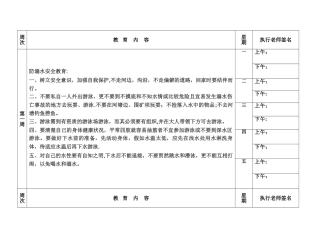 放学前五分钟安全教育内容(表格