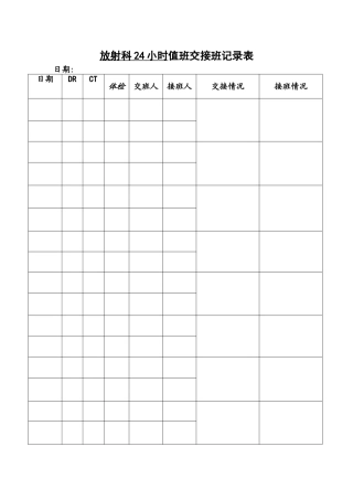 放射科24小时值班交接班记录表