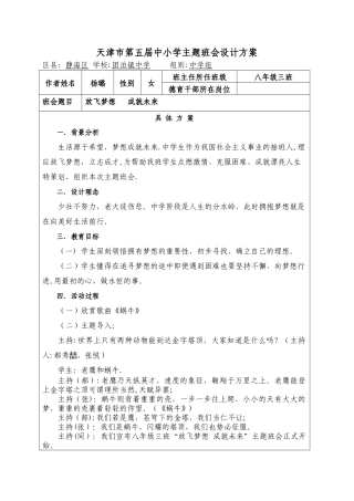 放飞梦想-成就未来主题班会设计方案