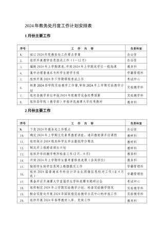 教务处月工作计划安排表