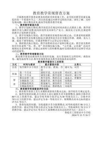 教学常规督查方案
