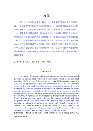 浅谈我国中小企业税务筹划 已改