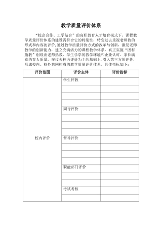教学质量评价体系