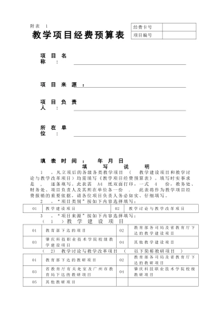 教学项目经费预算表NEW
