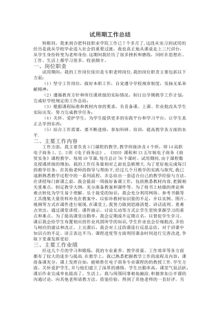 教师-试用期工作总结报告