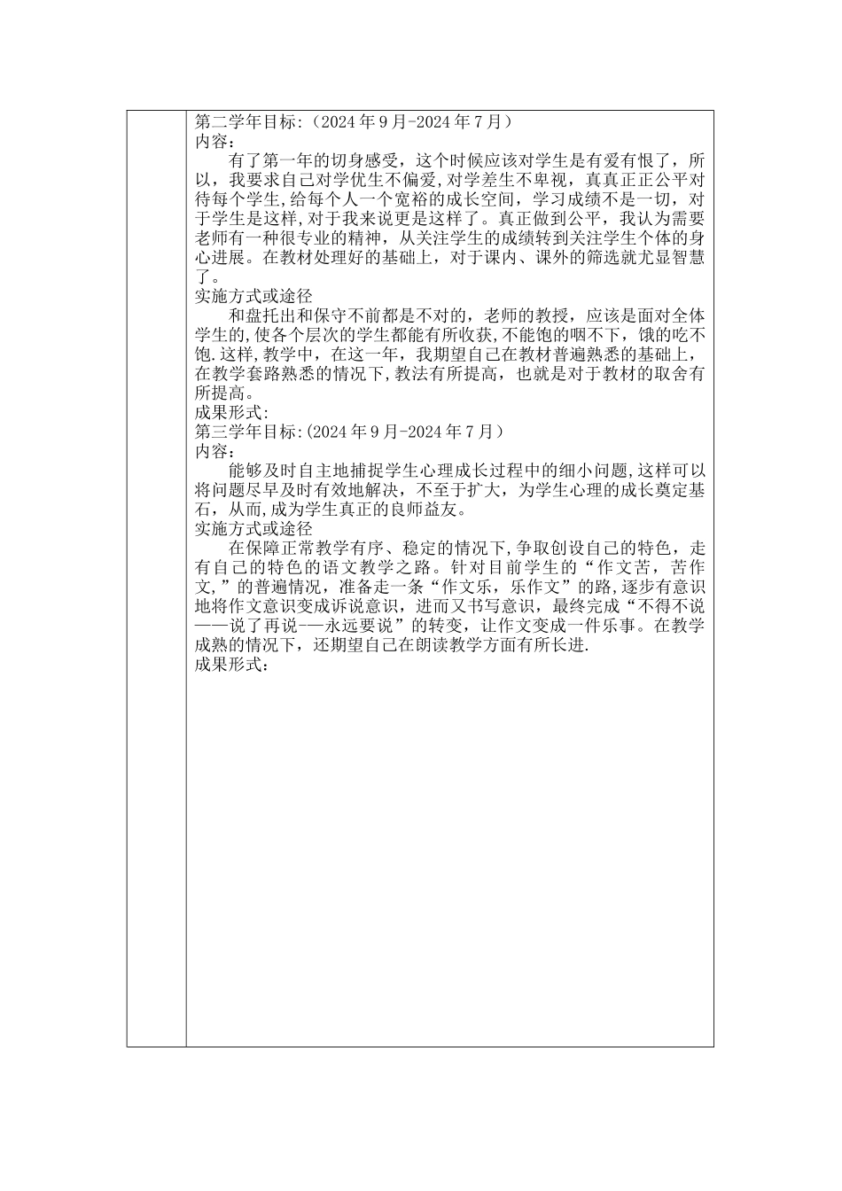 教师个人专业三年发展规划表_第3页