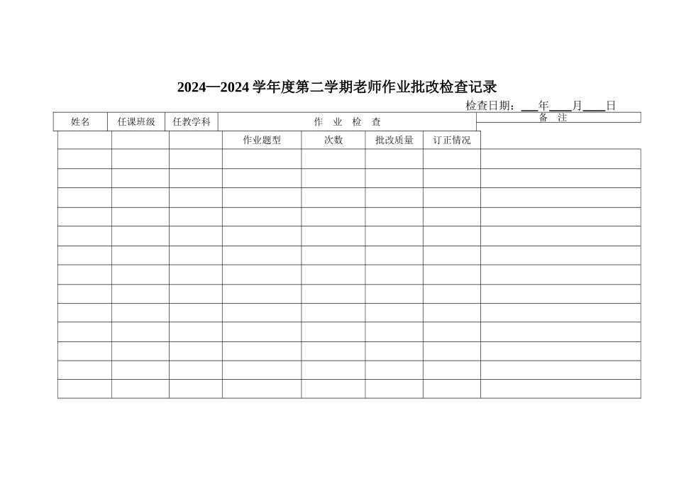 教师作业批改检查记录表_第1页