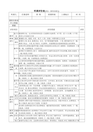 教师听课评价表