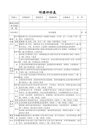 教师听课评价表模板