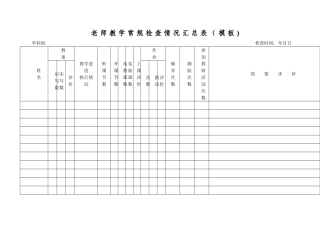 教师教学常规检查情况汇总表