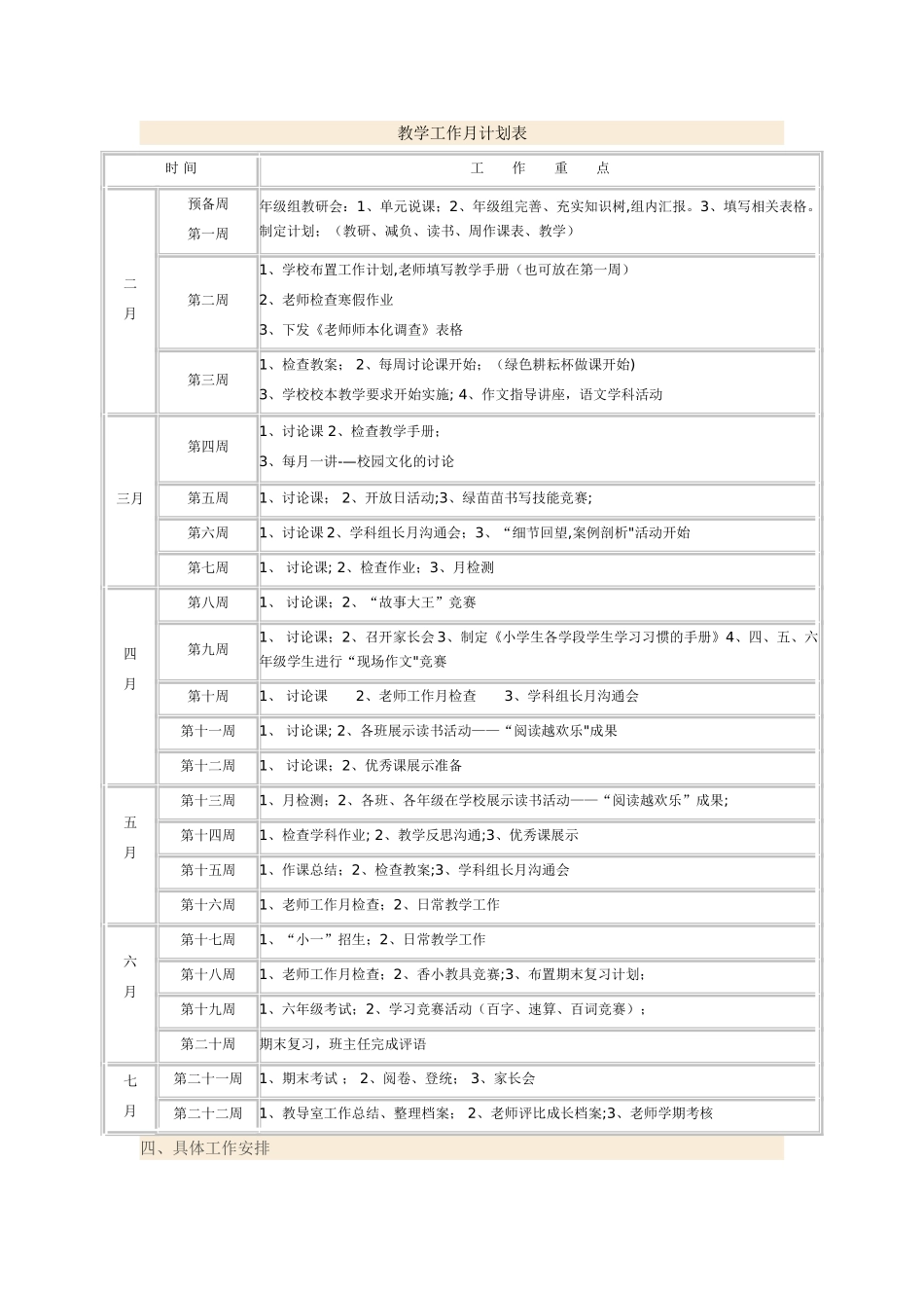 教师月工作计划表_第1页
