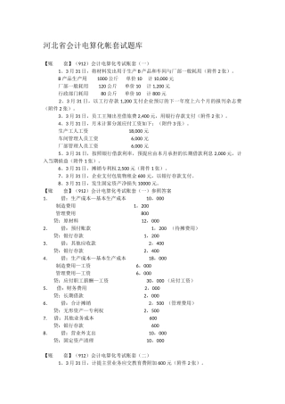 2025年河北省会计电算化帐套试题库