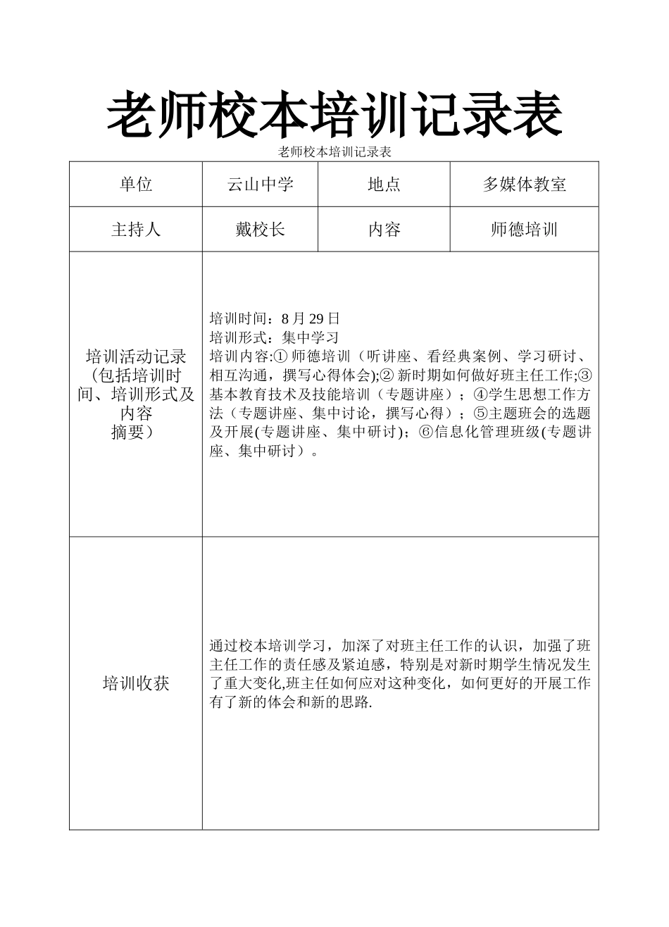 教师校本培训记录表_第1页