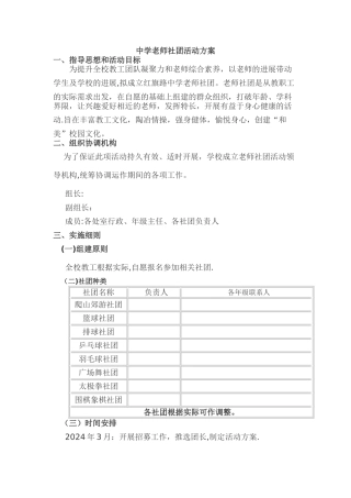 教师社团活动方案