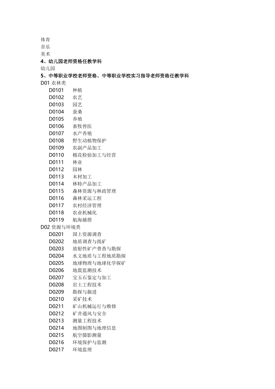 教师资格任教学科对照表_第2页