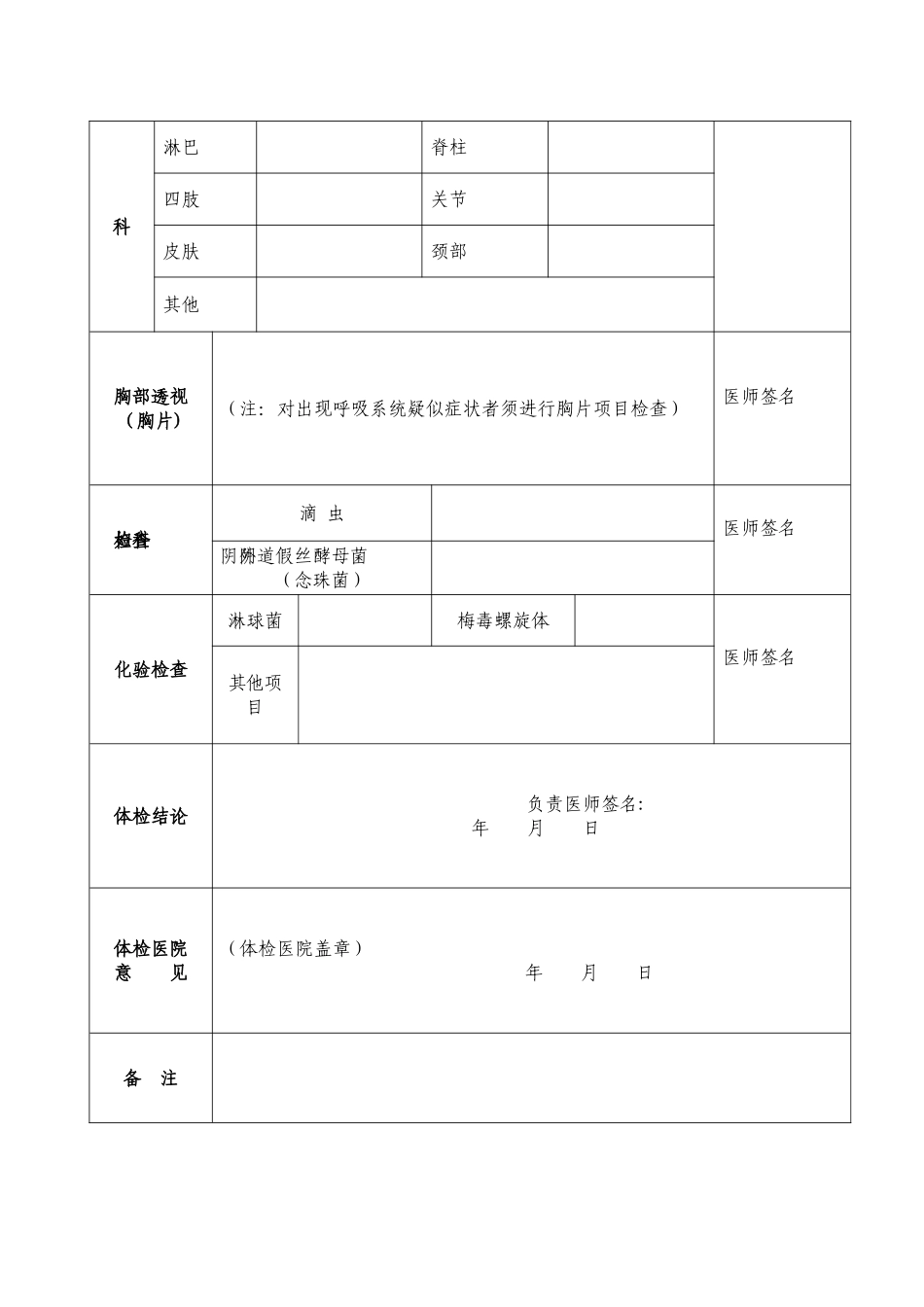 教师资格申请人员体检表(幼儿园)_第2页
