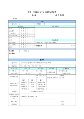 教师面试打分表