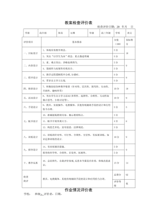 教案、作业检查评价表