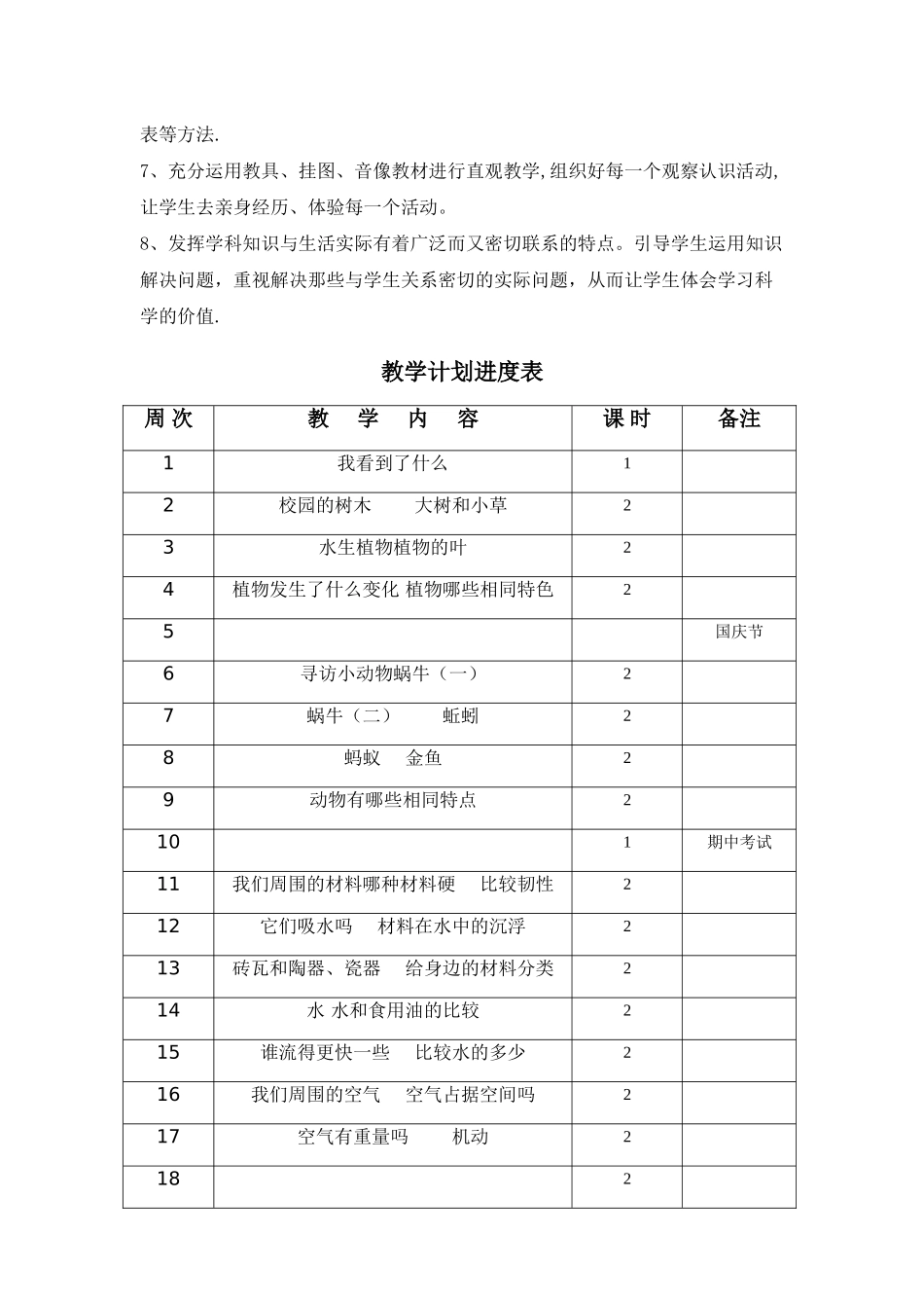 教科版三年级科学上册教学计划及进度表_第3页