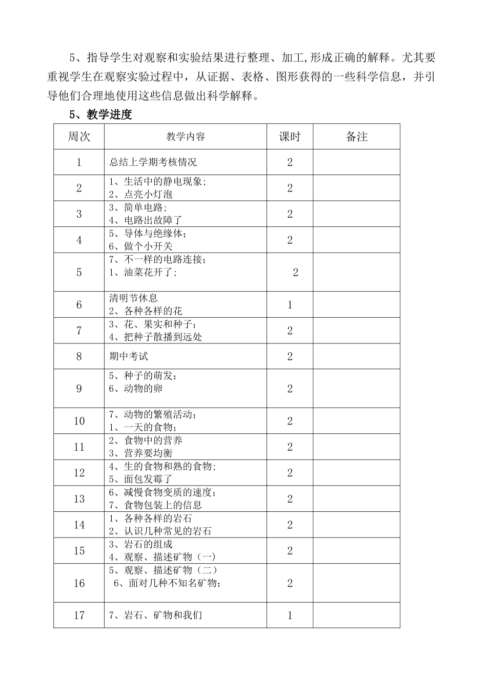 教科版四年级下册科学教学计划_第3页
