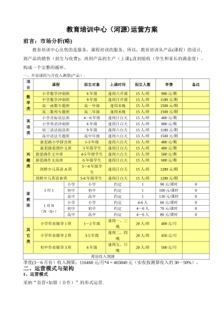 教育培训中心运营方案