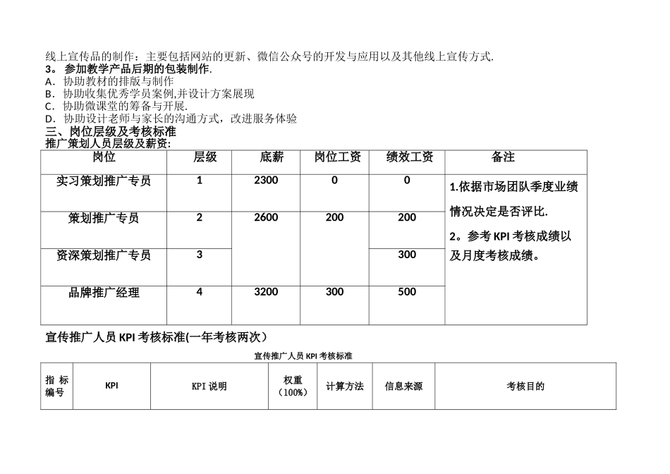 教育培训机构市场部岗位层级及考核制度_第3页