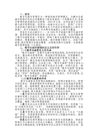 数字化城市管理研究与探索调研报告