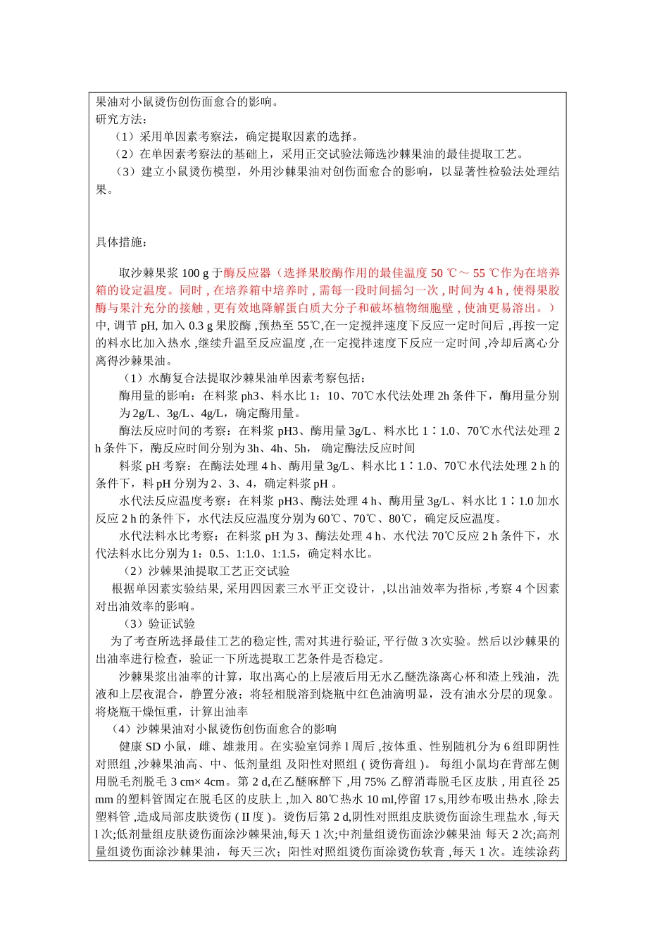 沙棘果油的提取及对小鼠烫伤的影响开题报告_第3页