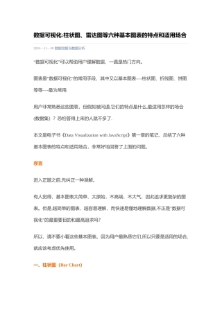 数据可视化：柱状图、雷达图等六种基本图表的特点和适用场合
