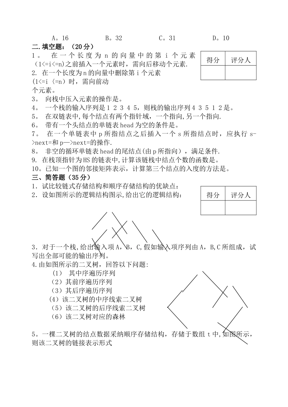数据结构试卷_第2页