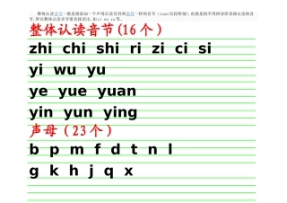整体认读音节声母韵母整体认读音节表
