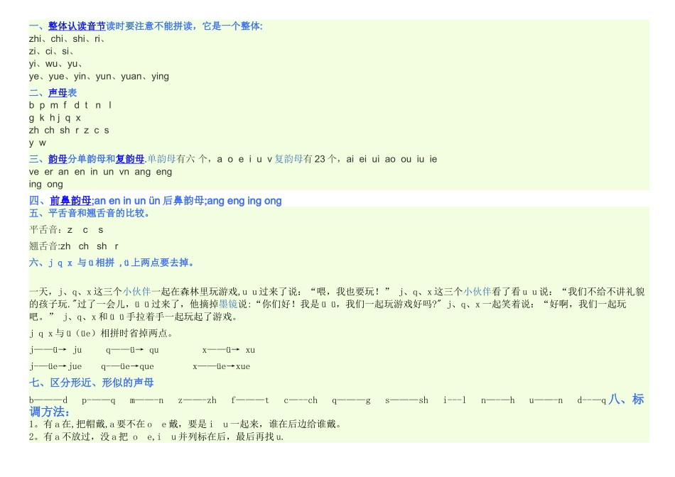整体认读音节、声母、韵母表-整体认读嗯韵母声母_第1页