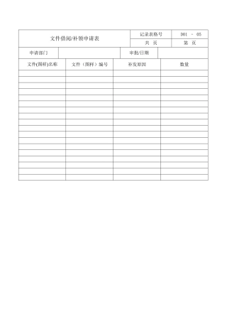 文件借阅补领申请表