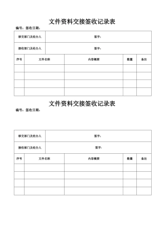 文件资料交接签收记录表