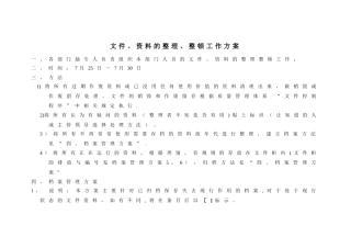 文件资料整理整顿工作方案