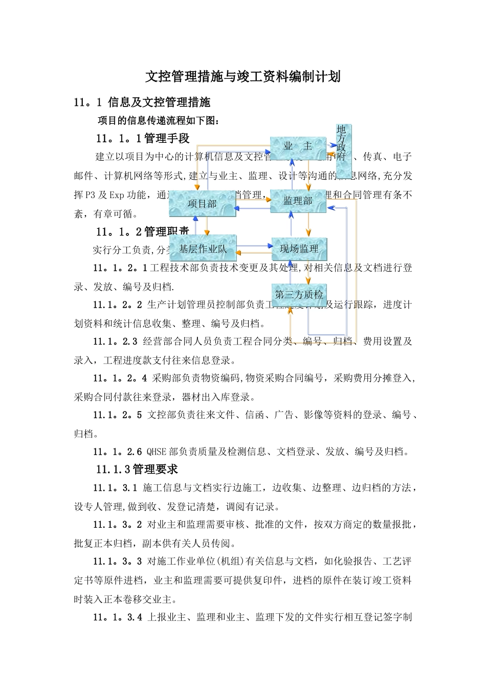 文控管理措施与竣工资料编制计划_第1页