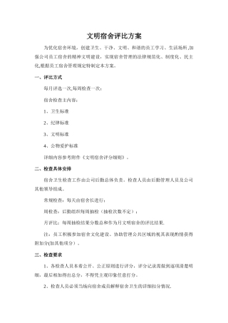 文明宿舍评比方案