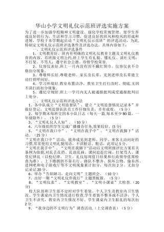 文明班级评比方案及总结