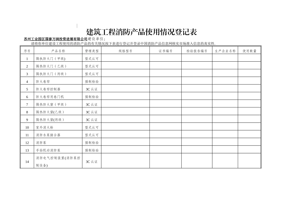 新--消防产品登记表_第1页
