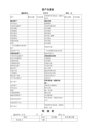 新《资产负债表》《利润表》格式-2024年最新