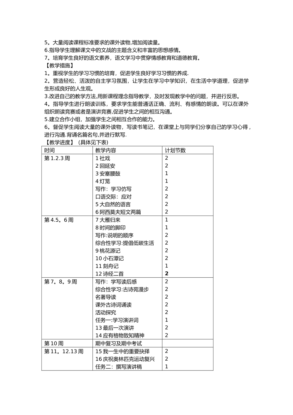 新人教版八年级下册语文教学工作计划_第2页