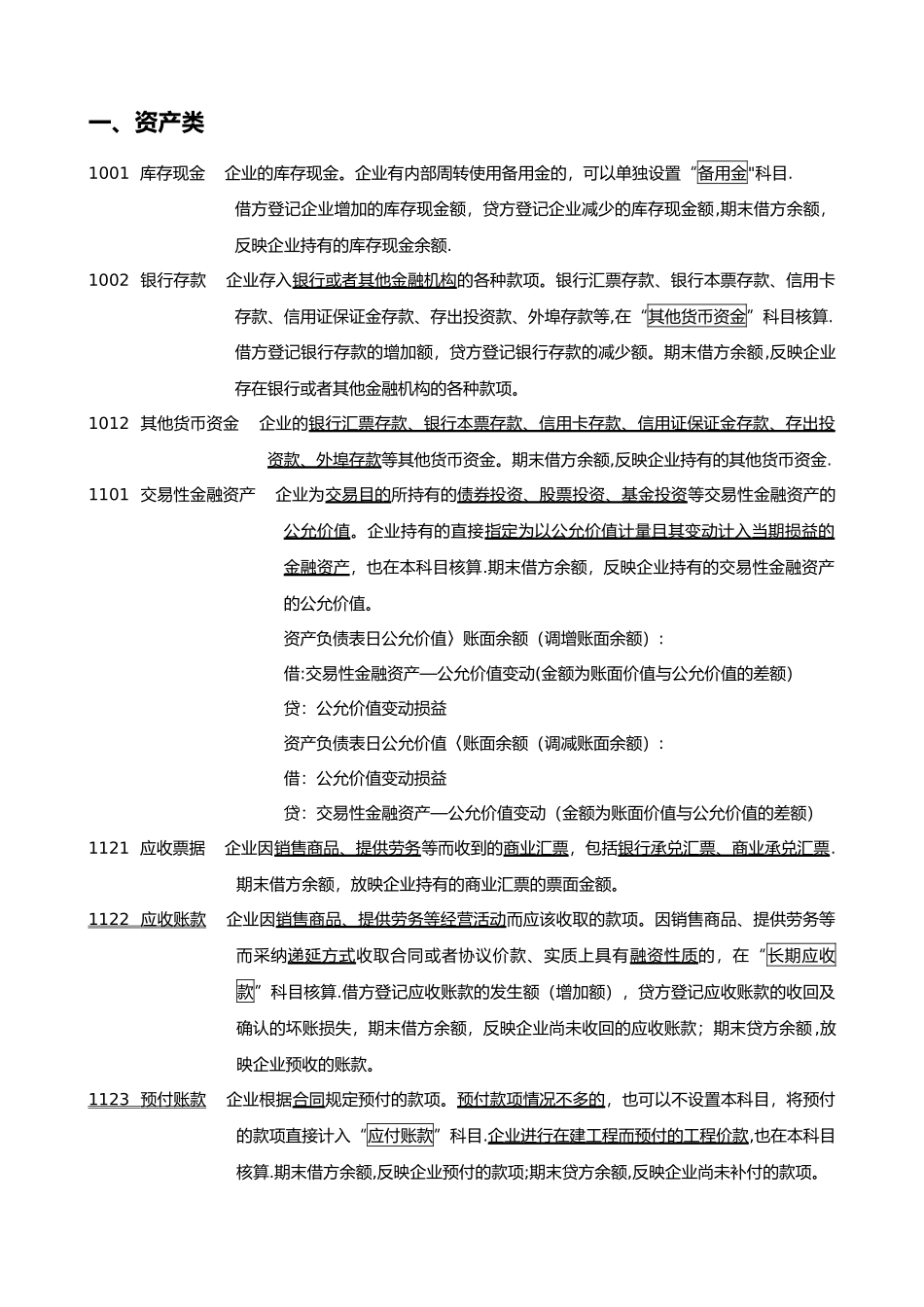 新会计准则常用会计科目表_第1页