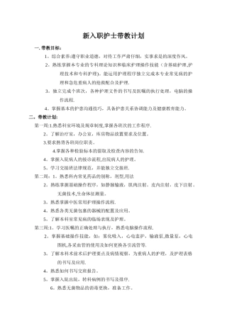 新入职带教护理计划
