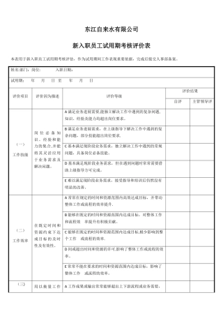 新入职员工试用期考核评价表