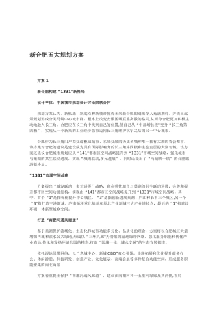 新合肥五大规划方案